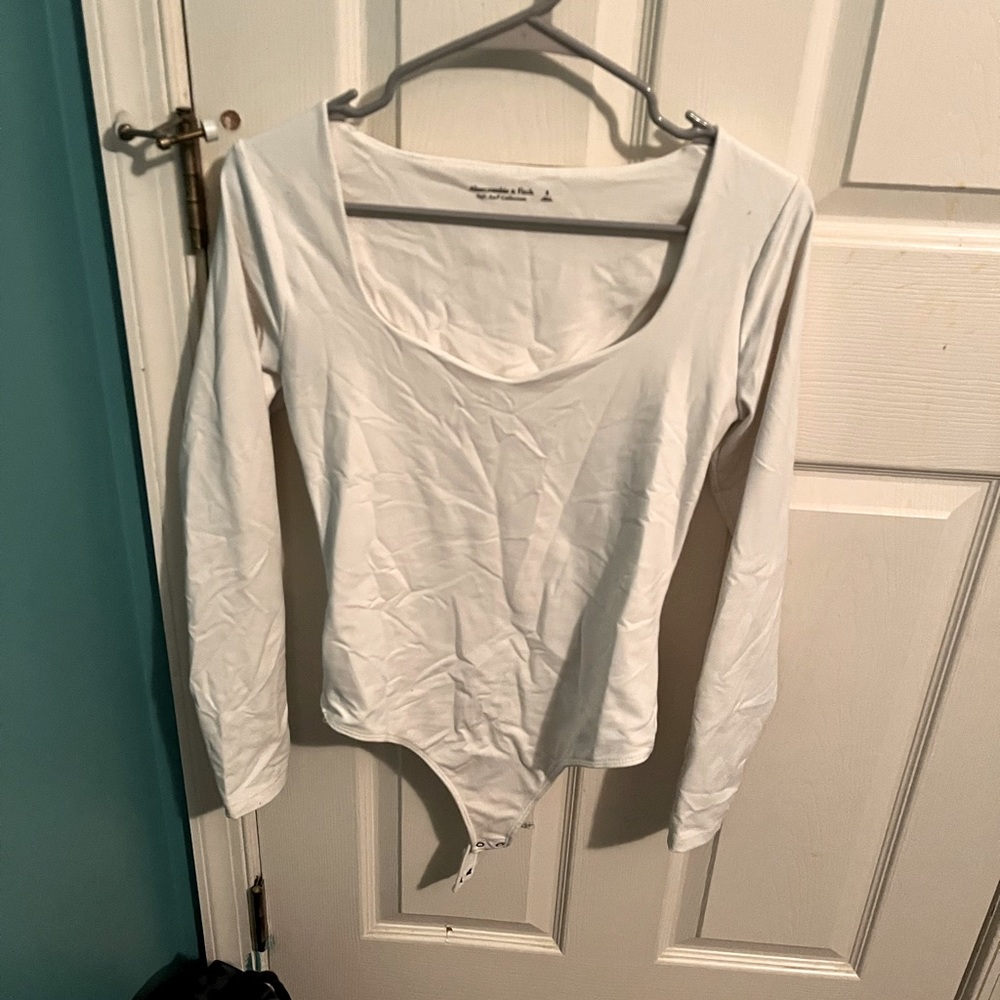 Abercrombie White Long Sleeve Bodysuit